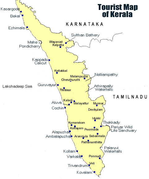 kerala tourism map